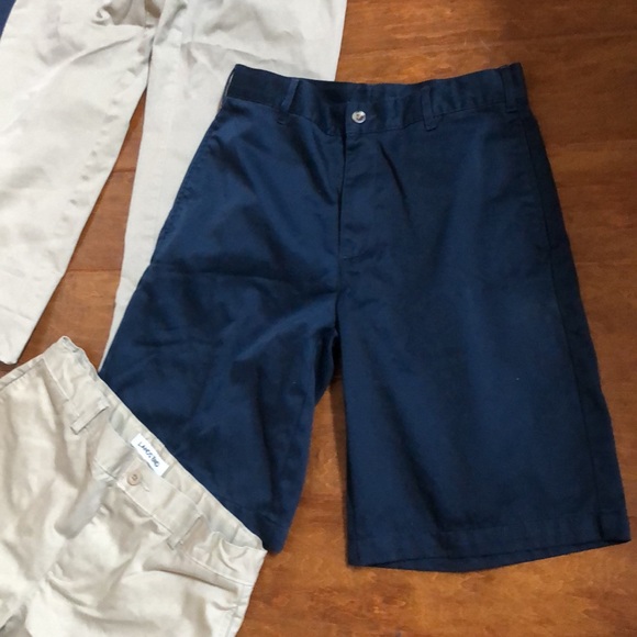 Boys 16 Lands End Chino Pants Shorts Uniform LOT Navy Blue Khaki Tan Chino - Picture 4 of 13